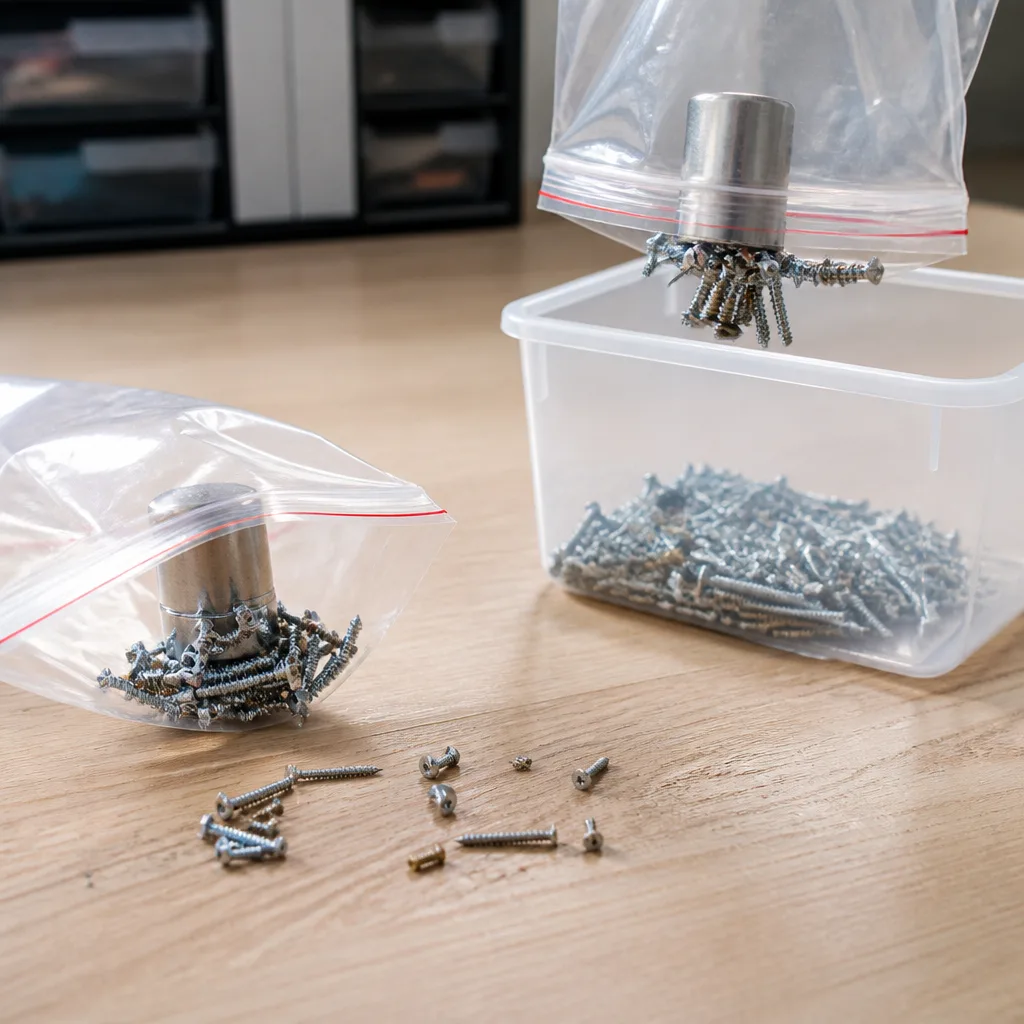 Pick up spilled screws in seconds